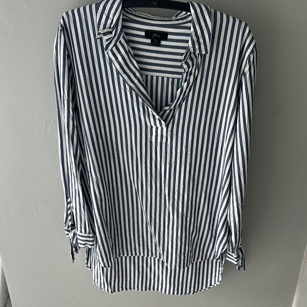 J. Crew Blue and White Long Sleeve Button Down Shirt